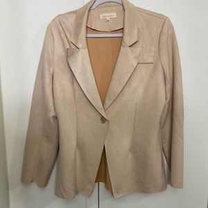 NEW Beige Faux Suede Peplum Blazer Jacket